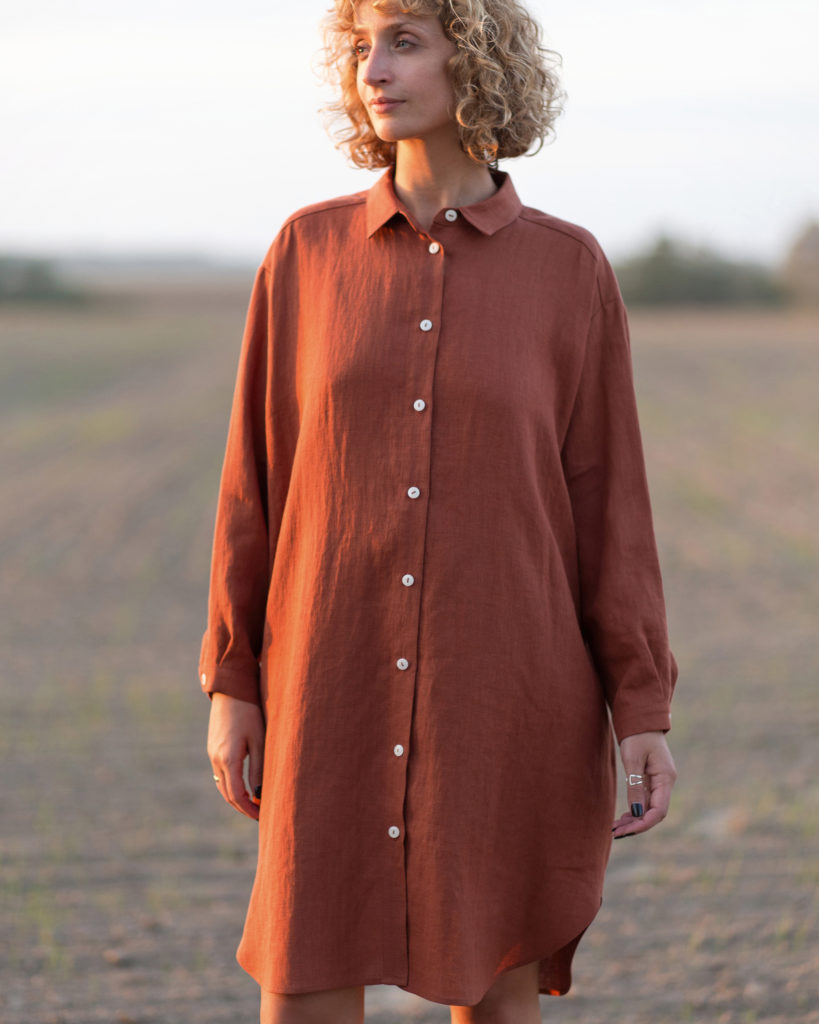 Oversized long sleeve linen shirt dress - Image 4