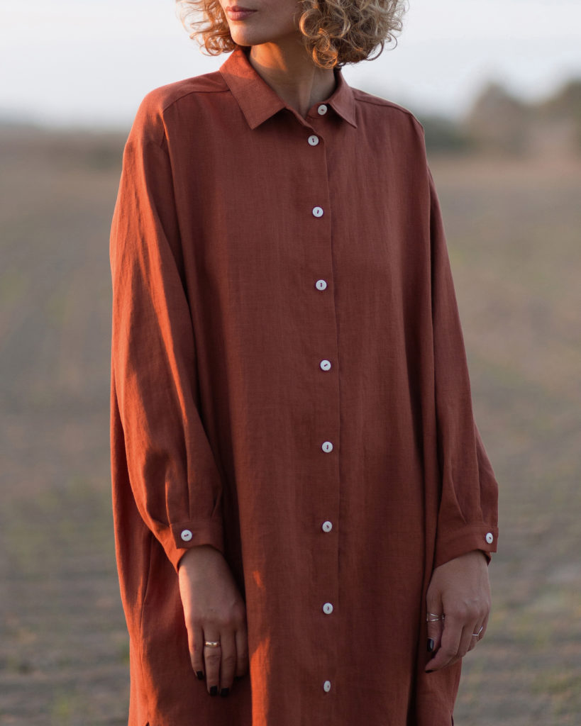 Oversized long sleeve linen shirt dress - Image 2