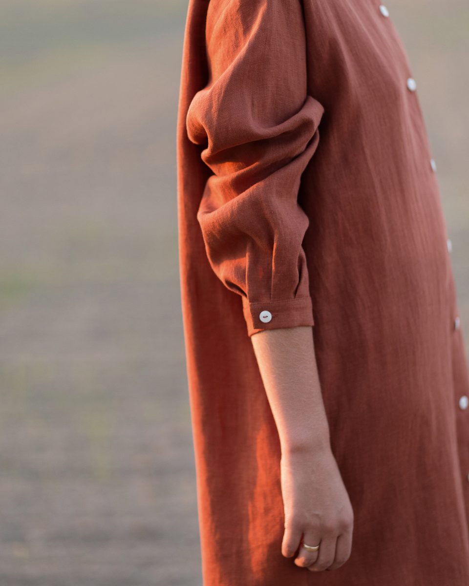 Oversized long sleeve linen shirt dress - Image 1