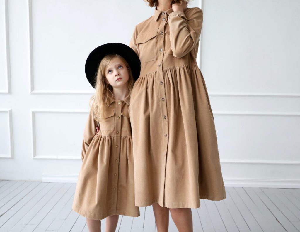 Matching needle-cord shirt dresses