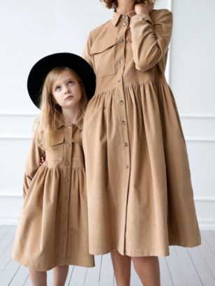 Matching needle-cord shirt dresses