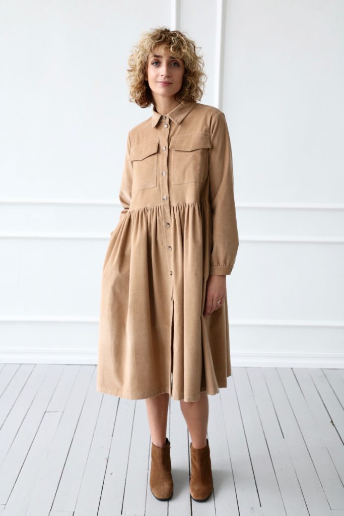 Needle-cord loose fit shirt dress - Image 3