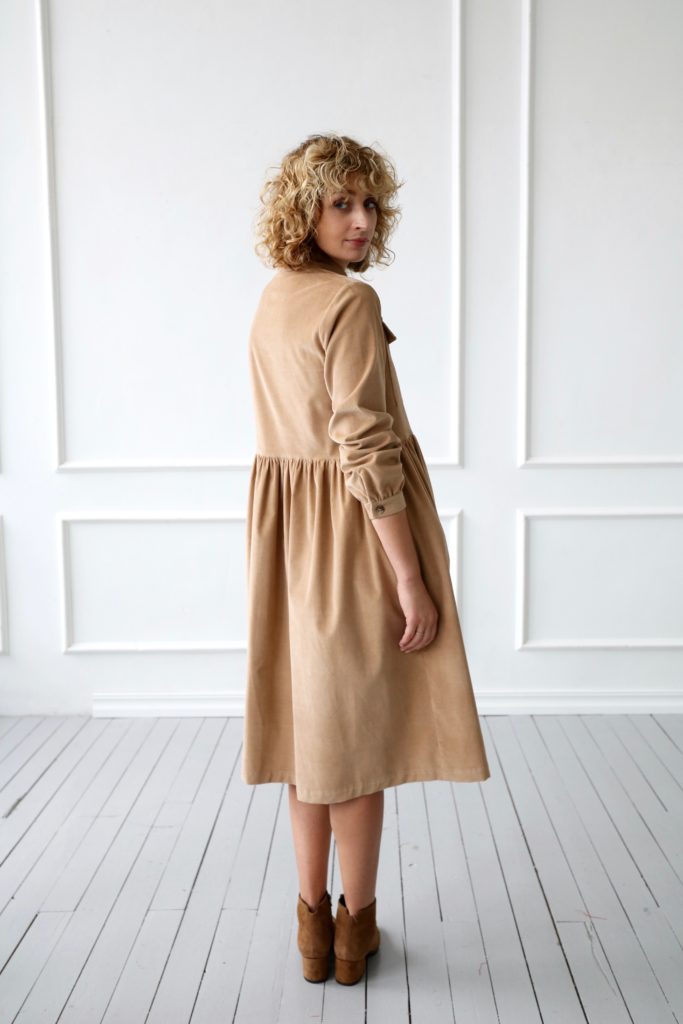Needle-cord loose fit shirt dress - Image 1