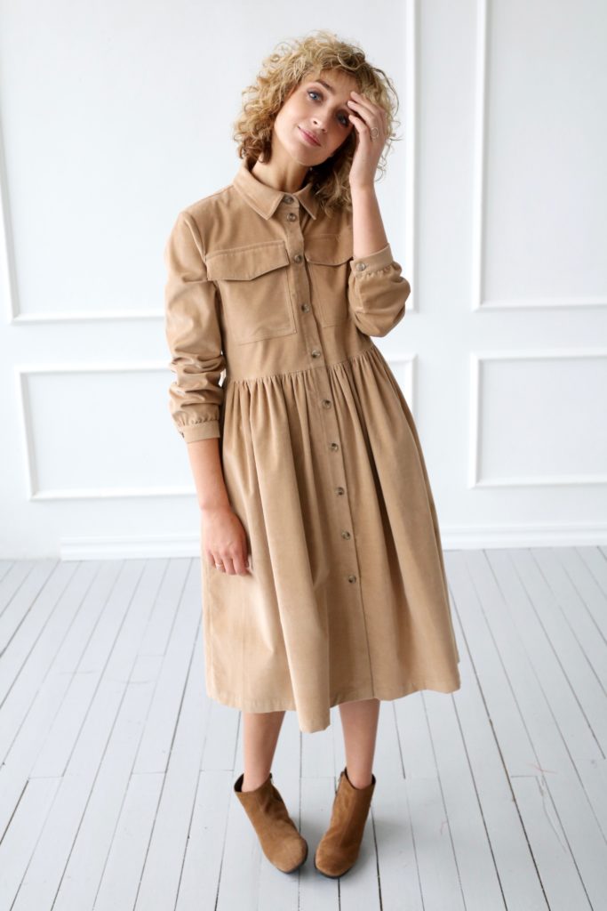 Needle-cord loose fit shirt dress - Image 2