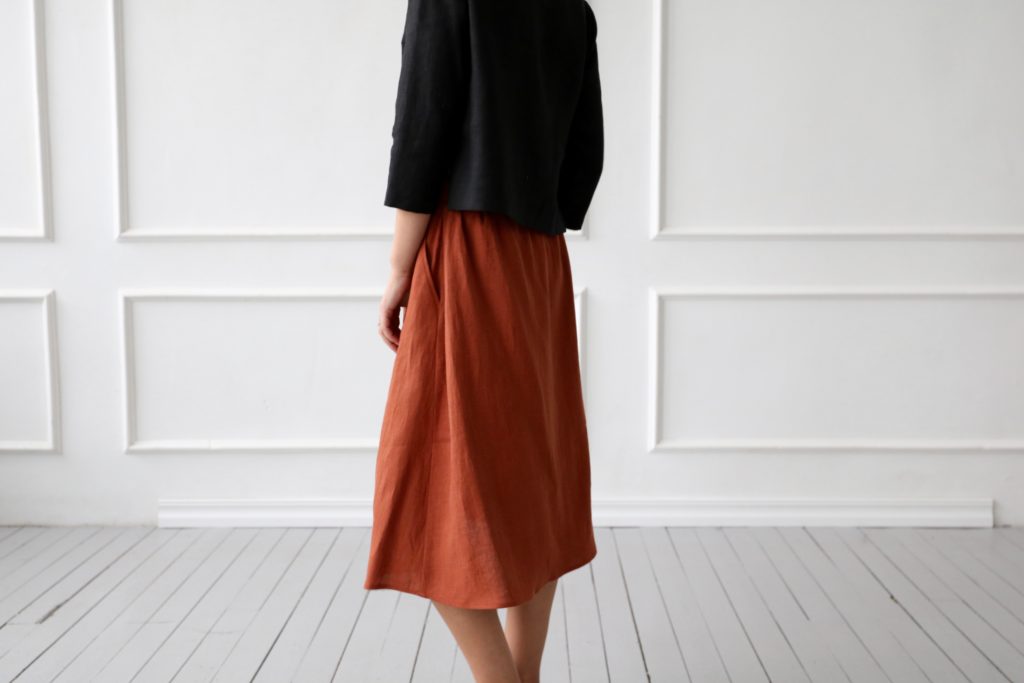 Midi Button Down Linen Skirt - Image 1