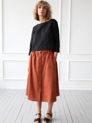 Cropped Hem Linen Top