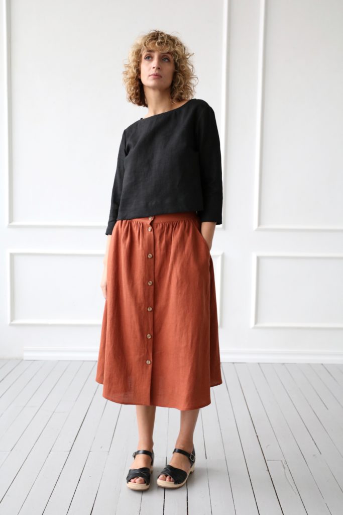 Cropped Hem Linen Top