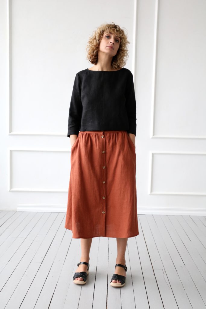 Cropped Hem Linen Top - Image 2