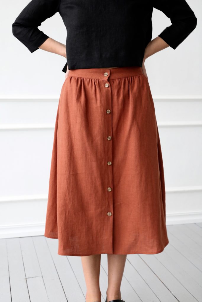Midi Button Down Linen Skirt - Image 2