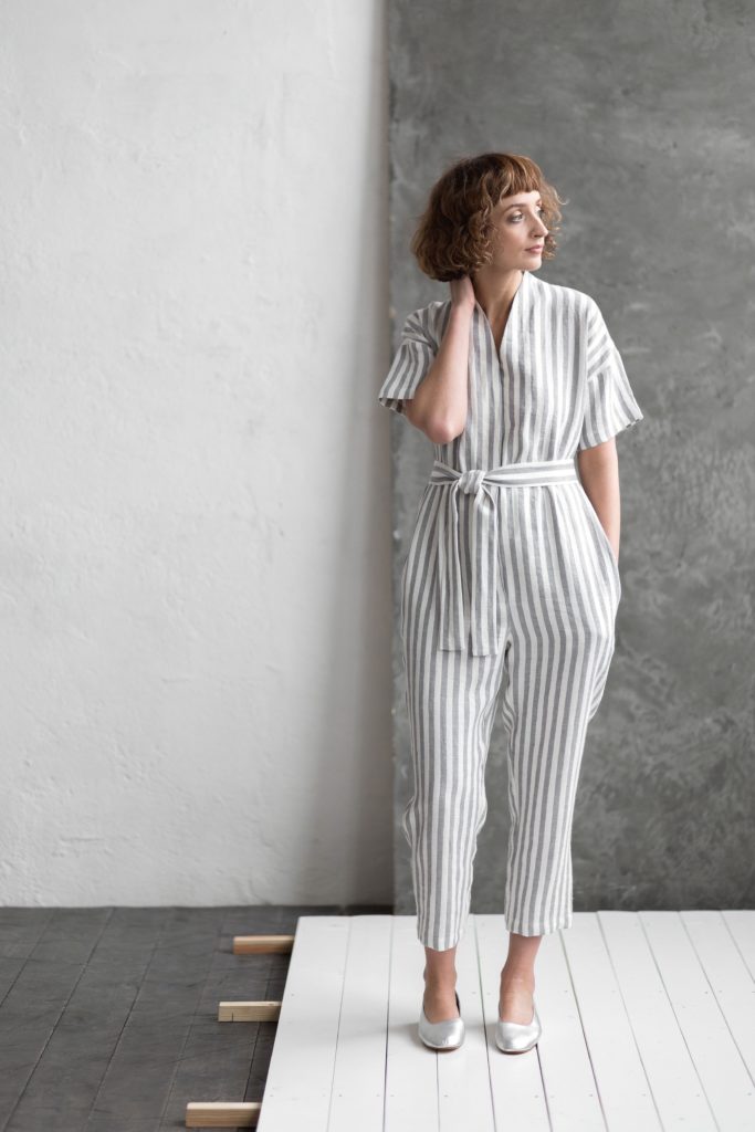 Line jumpsuit in stripes | Jumpsuits | Sustainable clothing | OffOn clothing