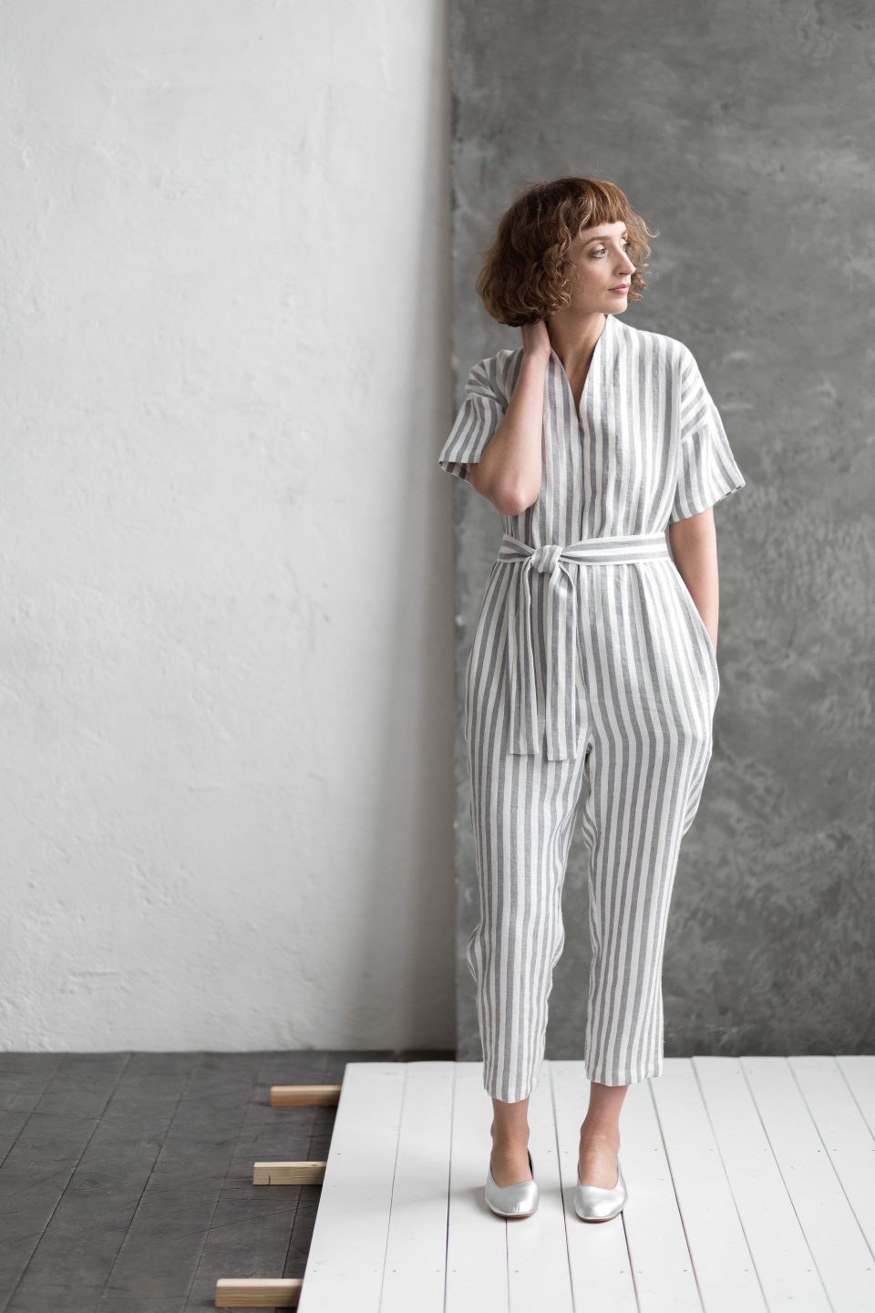 Line jumpsuit in stripes | Jumpsuits | Sustainable clothing | OffOn clothing