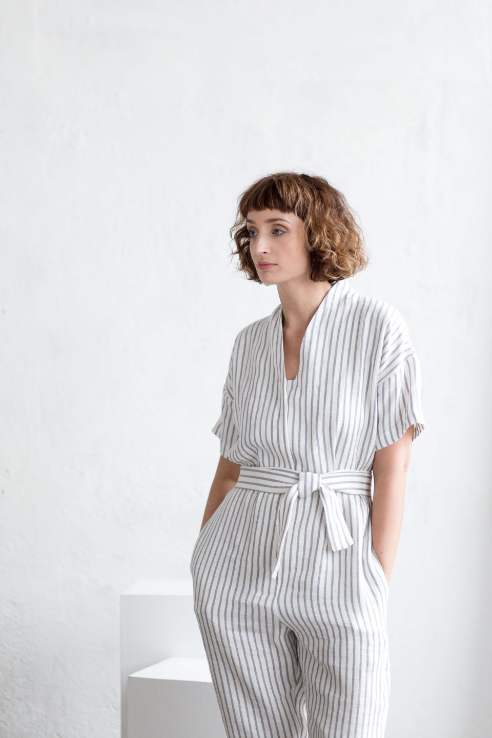 Short Sleeve Linen Jumpsuit - Image 3