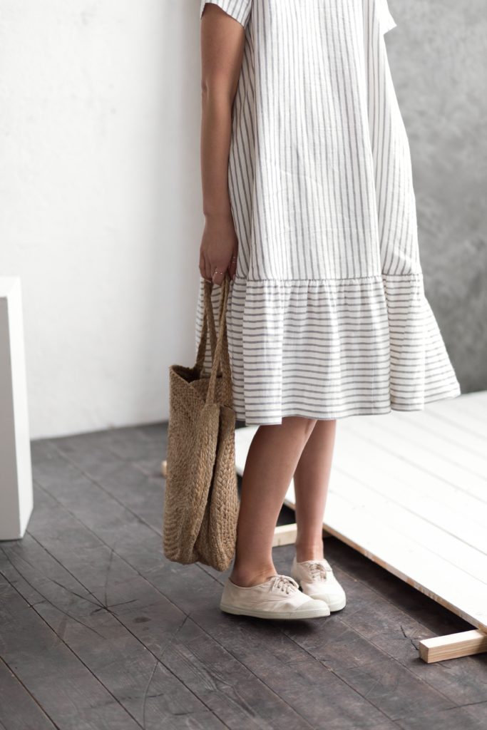 Linen Dress With Frilled Hem - Image 3