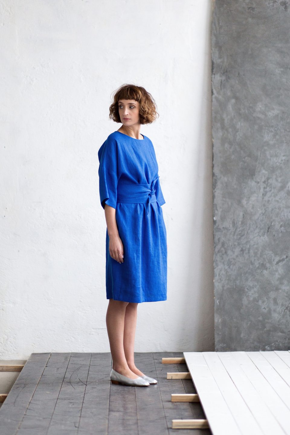 Wide Sleeves Linen Tunic Dress - Image 4