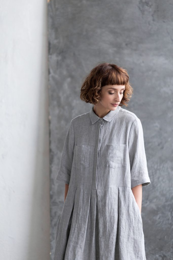 Linen pleated skirt dress - Image 3