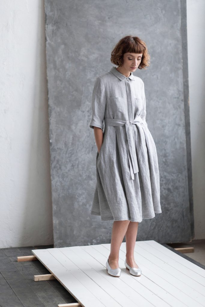 Linen pleated skirt dress - Image 2