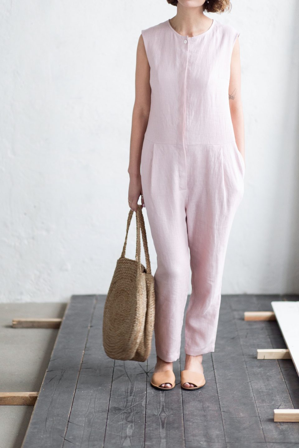 Sleeveless Linen Women Overall - Image 1