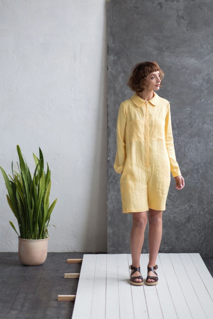 Long Sleeve Linen Playsuit - Image 3
