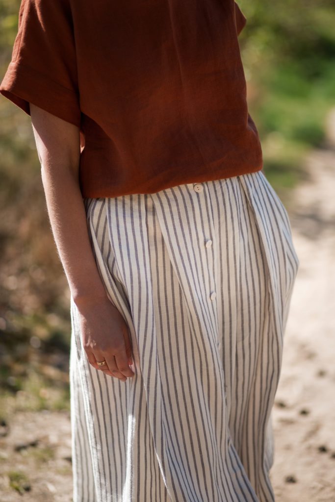 Striped Linen Midi Length Skirt - Image 2