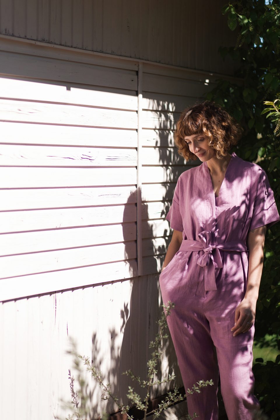 V-neckline linen jumpsuit - Image 2