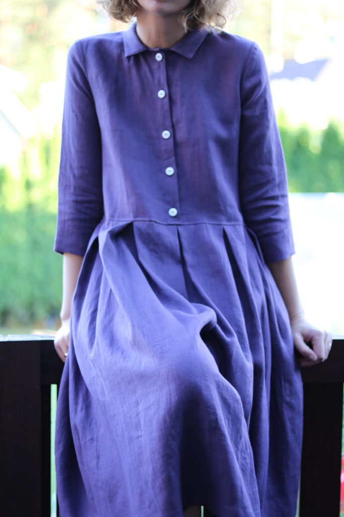 Pleated Skirt Linen Midi dress - Image 2
