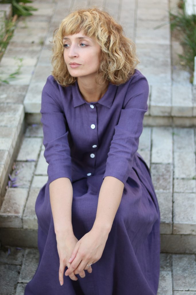 Pleated Skirt Linen Midi dress - Image 1