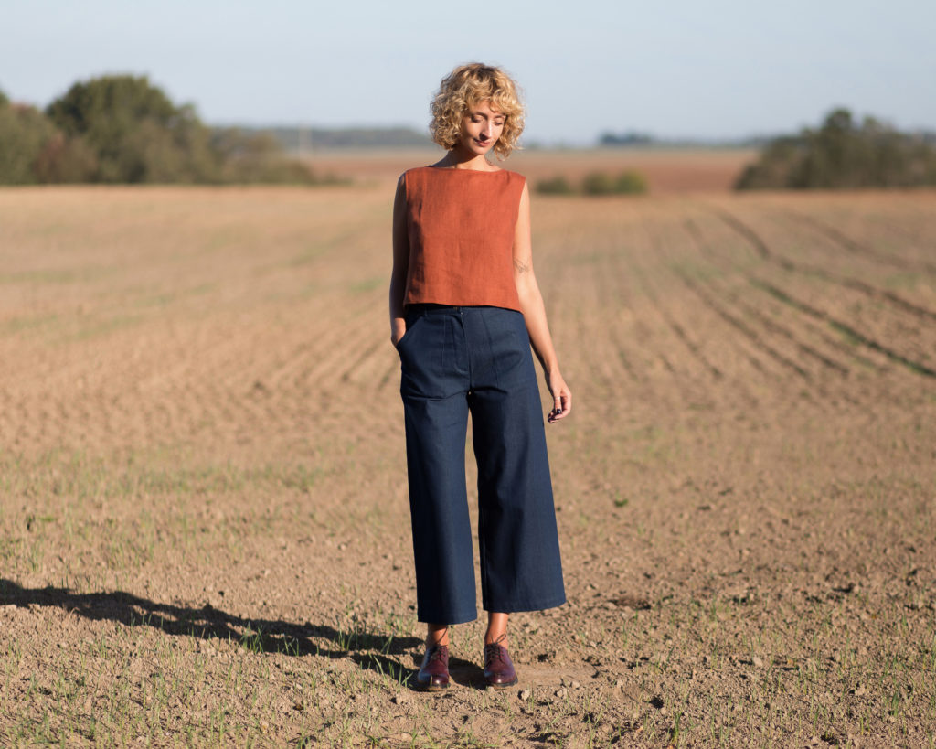 Wide leg denim trousers - Image 1