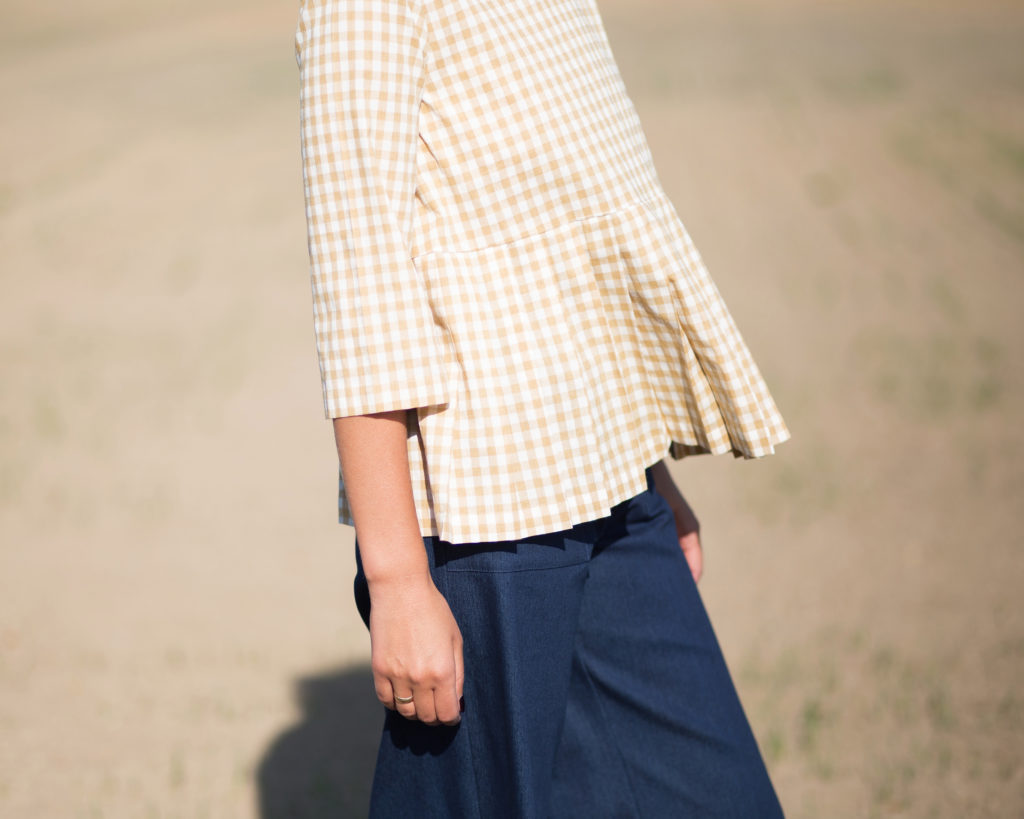 Checkered cotton peplum blouse - Image 3