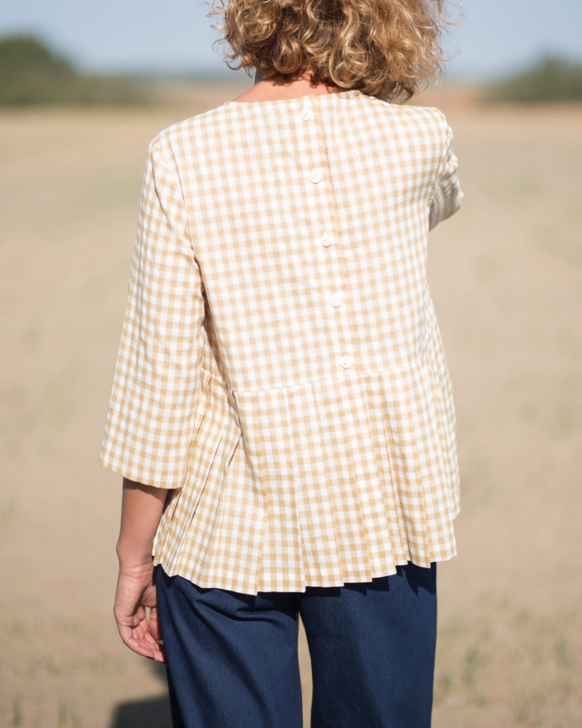 Checkered cotton peplum blouse - Image 2
