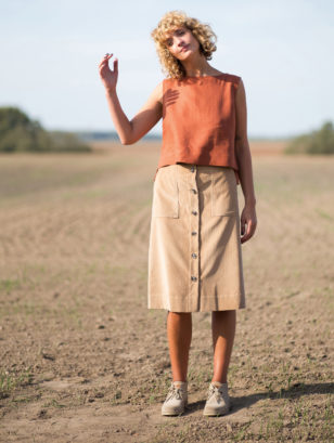 A-line needle-cord skirt