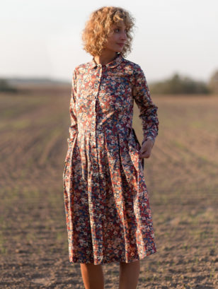 Floral print long sleeve dress in Tana Lawn cotton