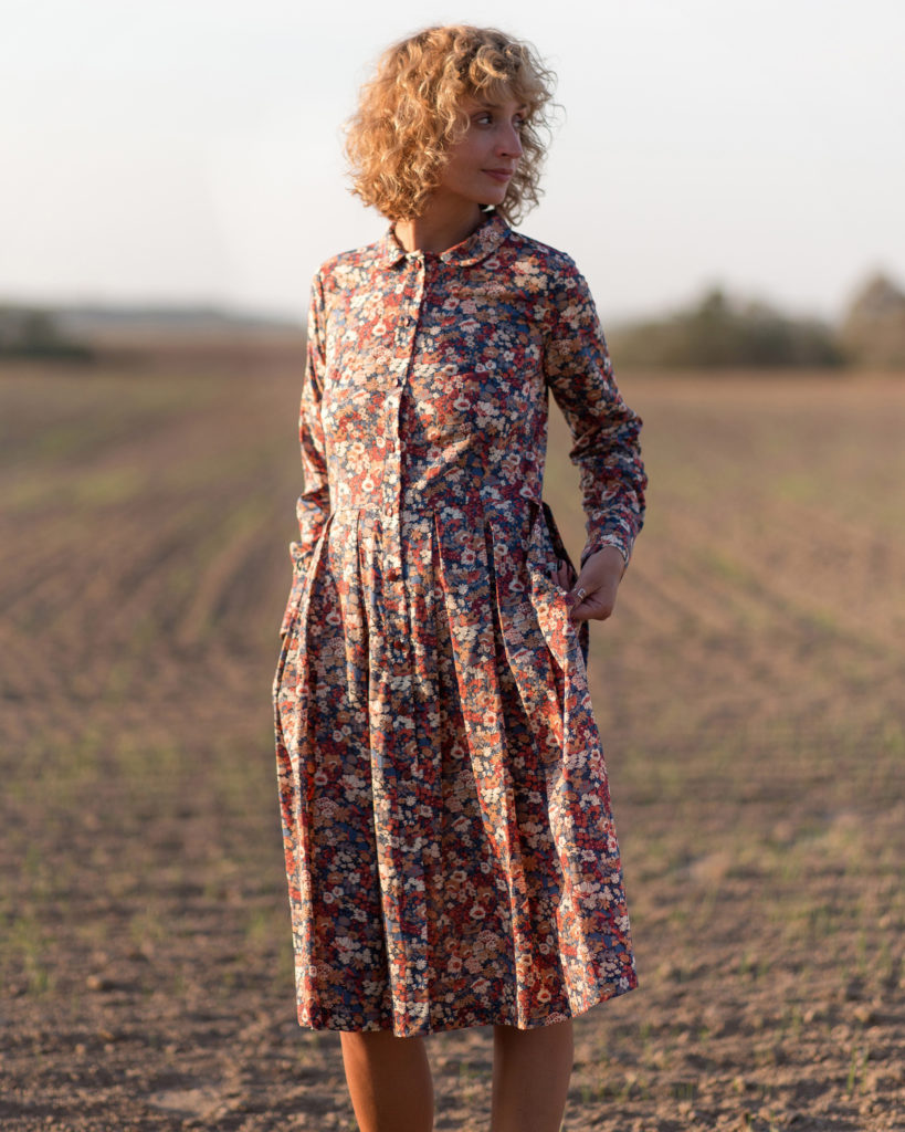 Floral print long sleeve dress in Tana Lawn cotton