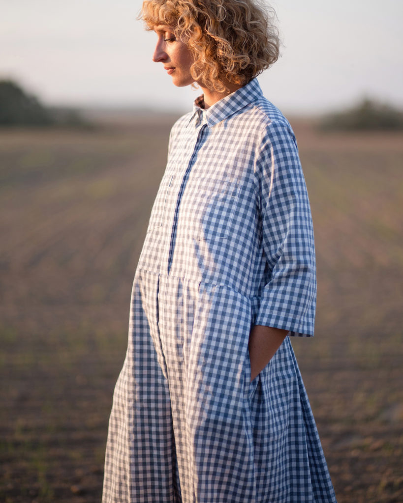 Checkered shirt dress with a pleated skirt - Image 2