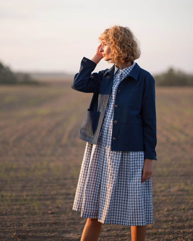 Checkered shirt dress with a pleated skirt - Image 1