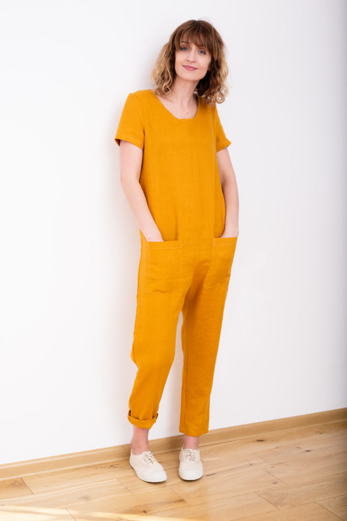 Classic short sleeve linen jumpsuit - Image 2
