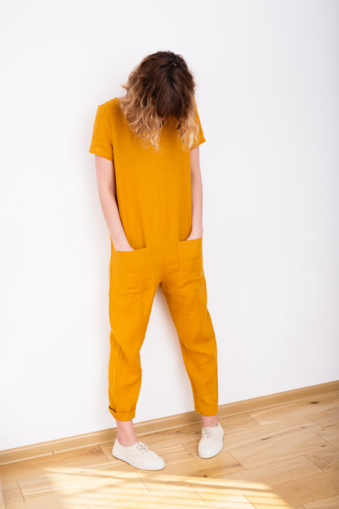 Classic short sleeve linen jumpsuit - Image 1
