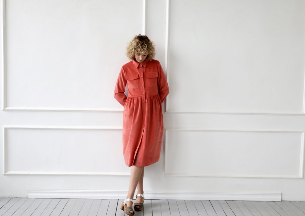 Needle-cord loose fit shirt dress - Image 2