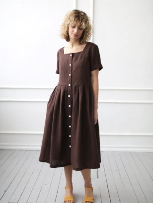 Linen pleated skirt dress | Dress | Sustainable clothing | OffOn clothing
