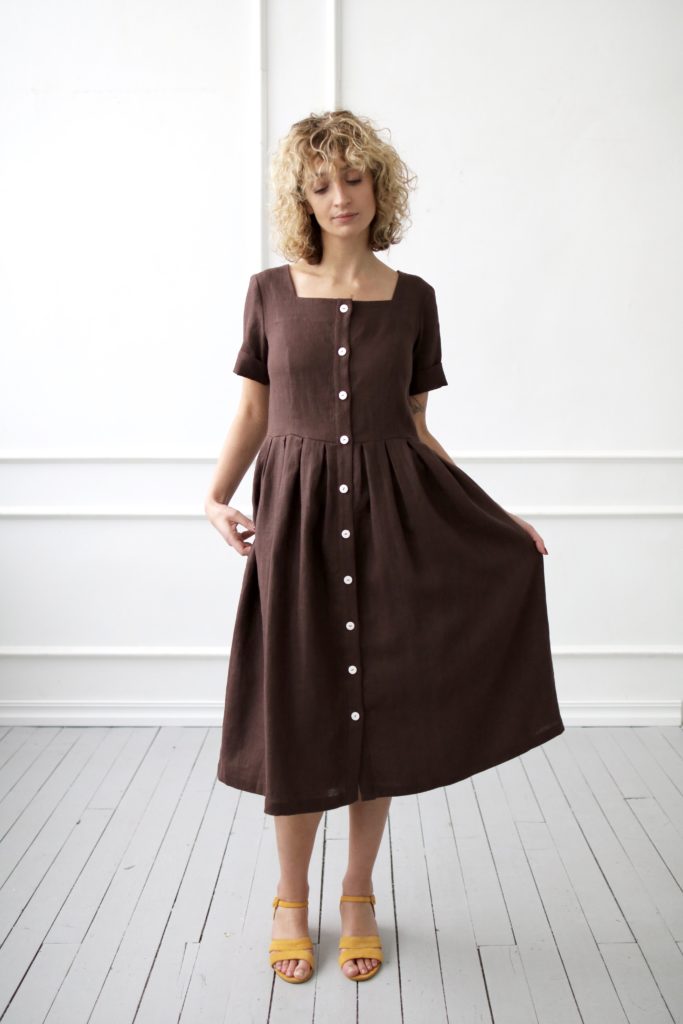 Linen pleated skirt dress - Image 4
