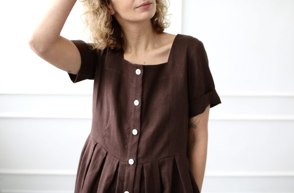 Linen pleated skirt dress - Image 2