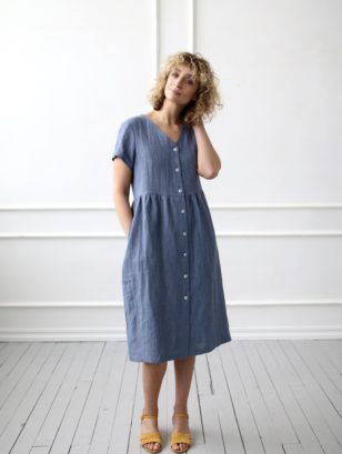 Linen dress with button closure | Dress | Sustainable clothing | OffOn clothing