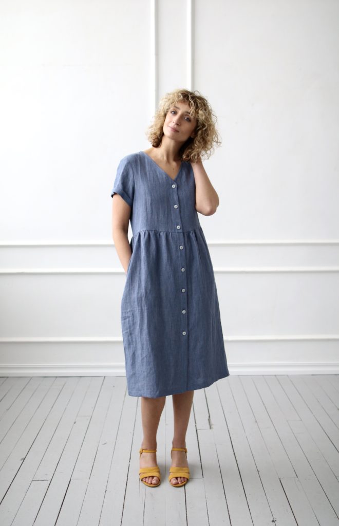 Linen dress with button closure | Dress | Sustainable clothing | OffOn clothing