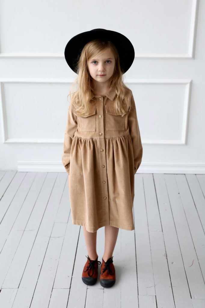 Corduroy shirt dress for girl - Image 1