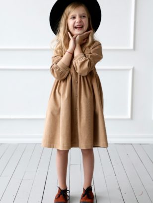 Corduroy shirt dress for girl