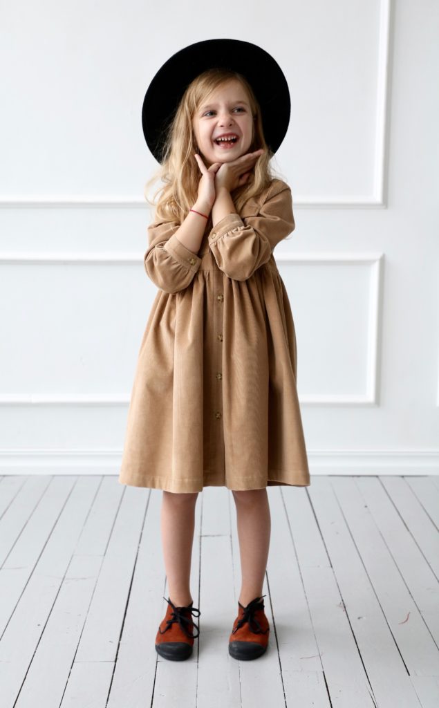 Corduroy shirt dress for girl