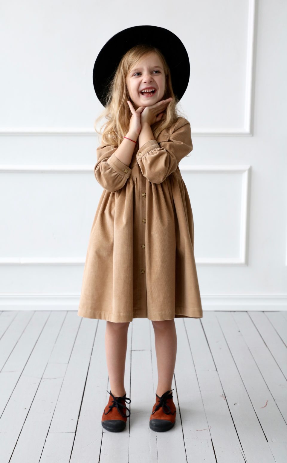 Corduroy shirt dress for girl
