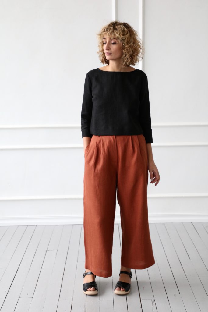Wide leg linen culottes - Image 1
