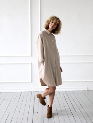 Oversized long sleeve shirt dress