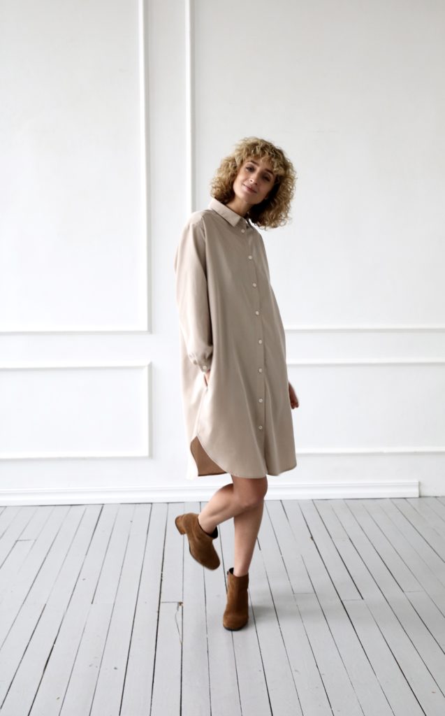 Oversized long sleeve shirt dress