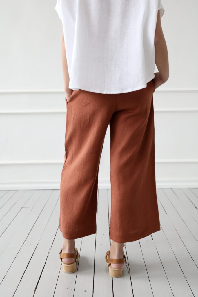 Wide leg linen culottes in redwood - Image 5
